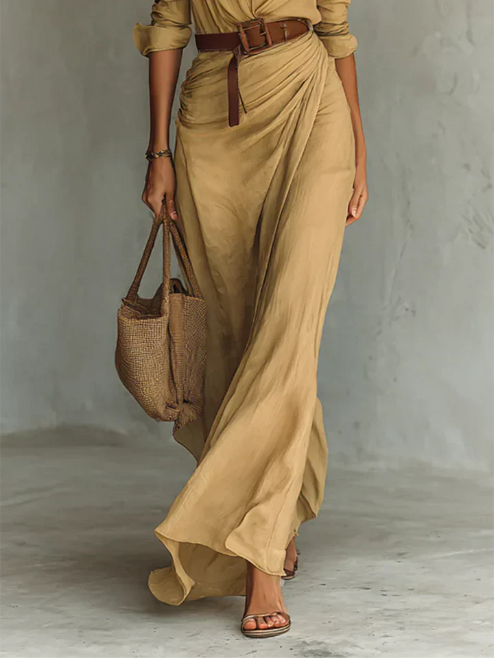 Maggy | Elegant Dress with Belt and Classic Lapel Collar